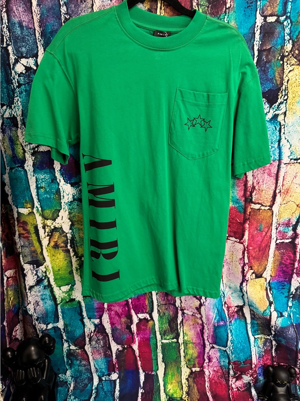 AMIRI Bright Green Short-Sleeve Pocket Tee with Side Logo